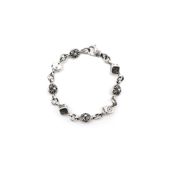 Chrome Hearts Silver Dice Cross Ball Lobster Clasp Bracelet - SHENGLI ROAD MARKET