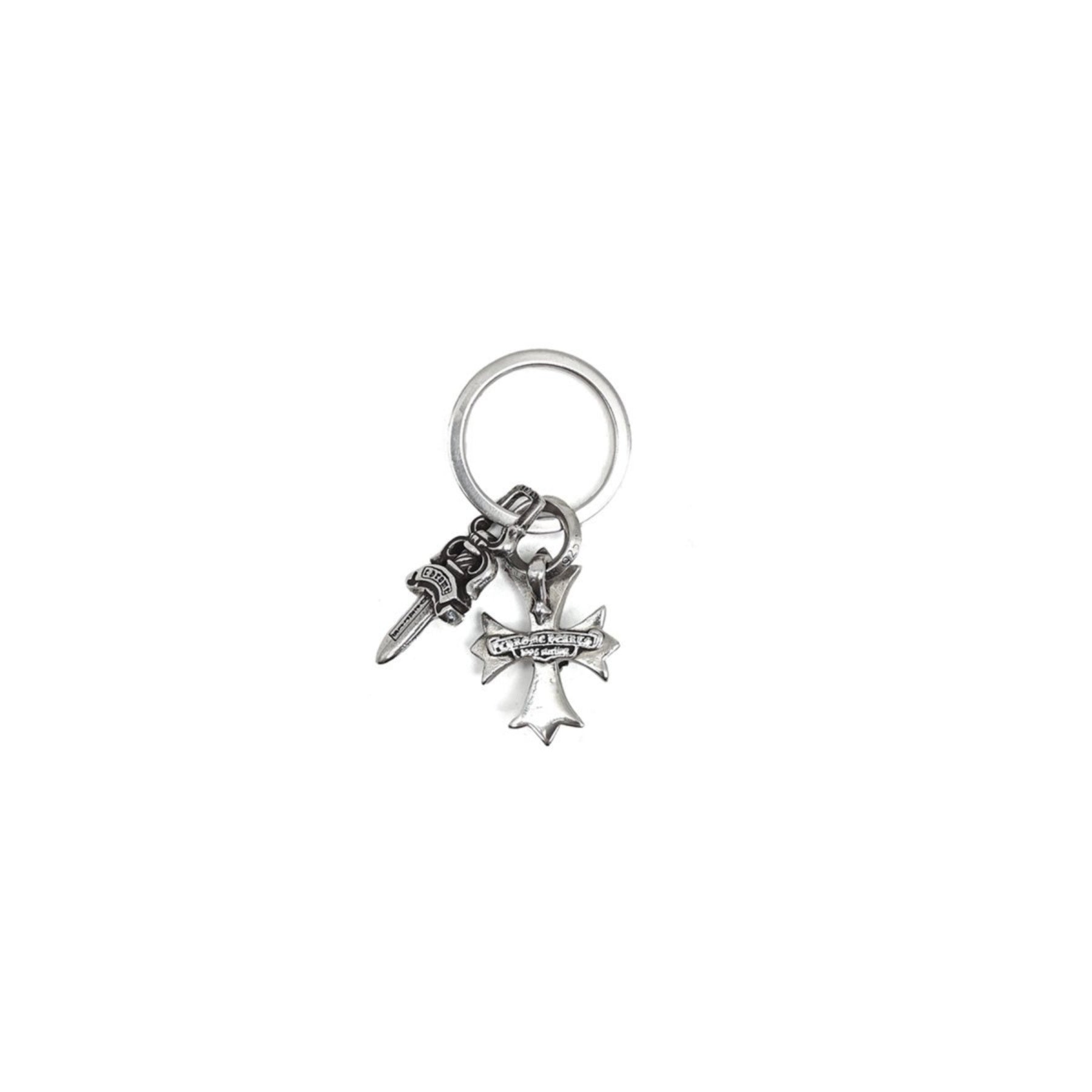 Chrome Hearts Double Layer Cross Sword Keychain - 925 Silver