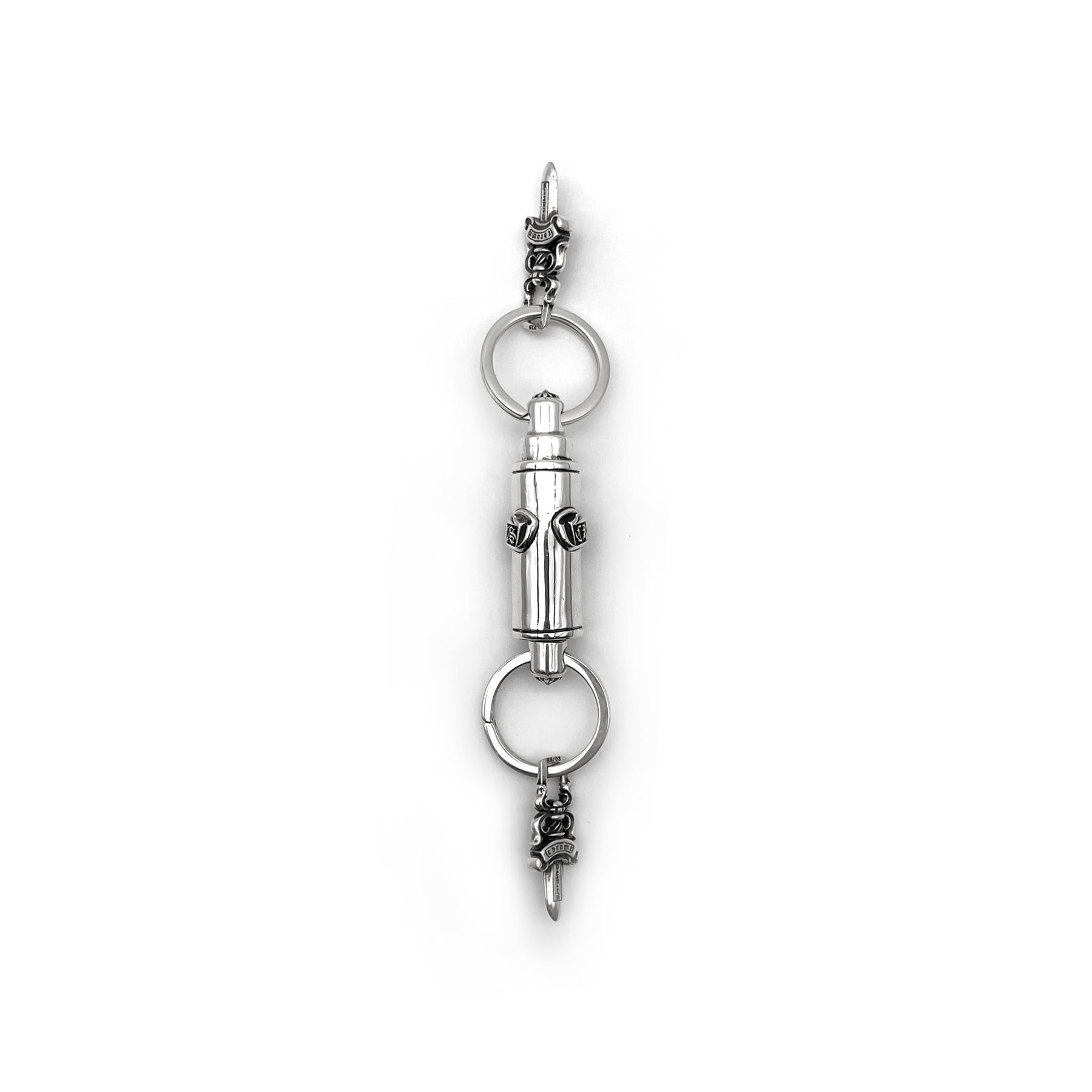 Chrome Hearts Silver Double-Ended Dagger&Scroll Keychain- SRM