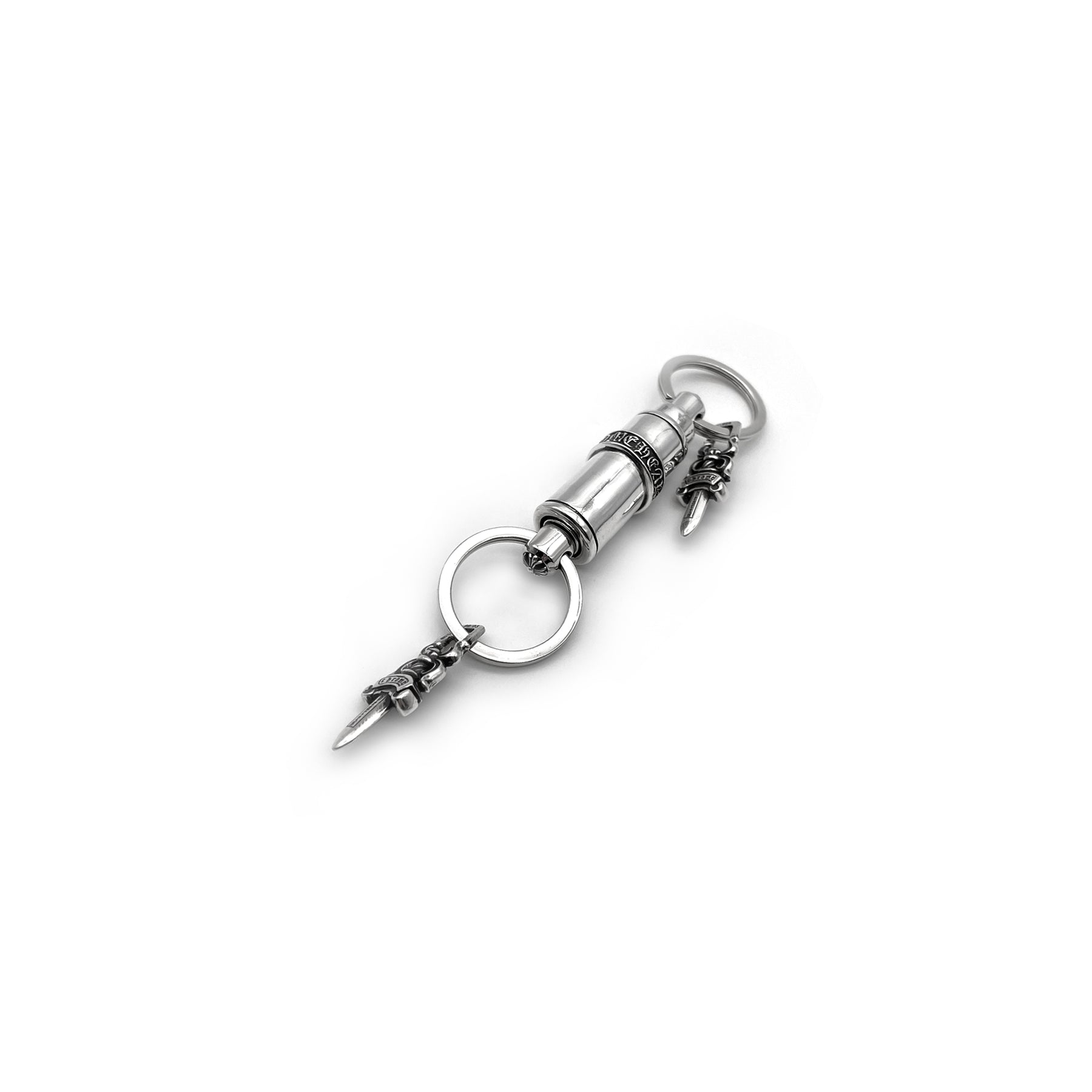 Chrome Hearts Silver Double-Ended Dagger&Scroll Keychain- SRM