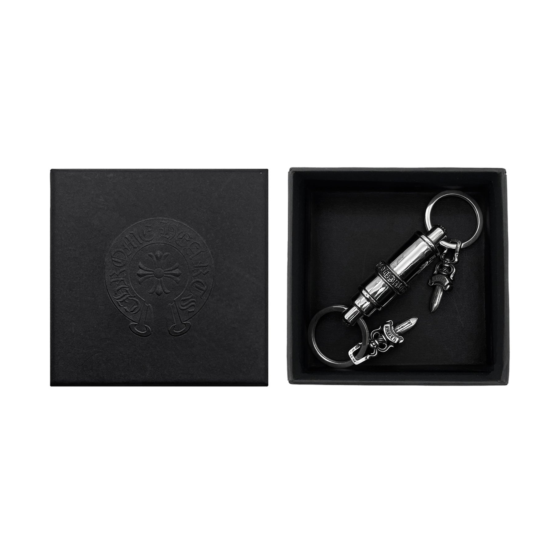Chrome Hearts Silver Double-Ended Dagger&Scroll Keychain- SRM