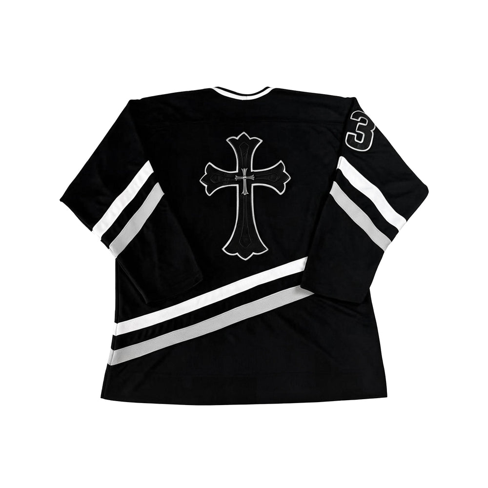 Chrome Hearts Silver Embellished Cross Patch Hockey Jersey - SHENGLI ROAD MARKET