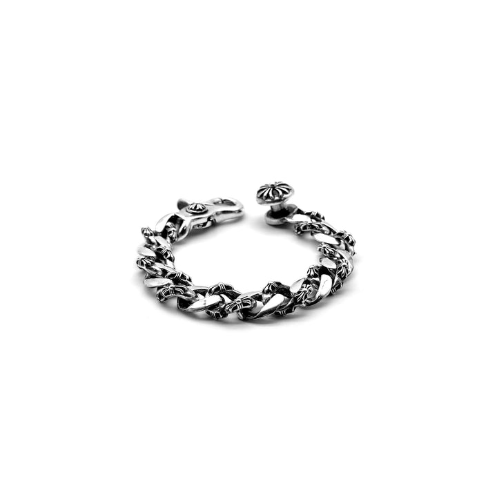 Chrome Hearts Silver Fancy Link Cuban Cross Clip Bracelet - SHENGLI ROAD MARKET