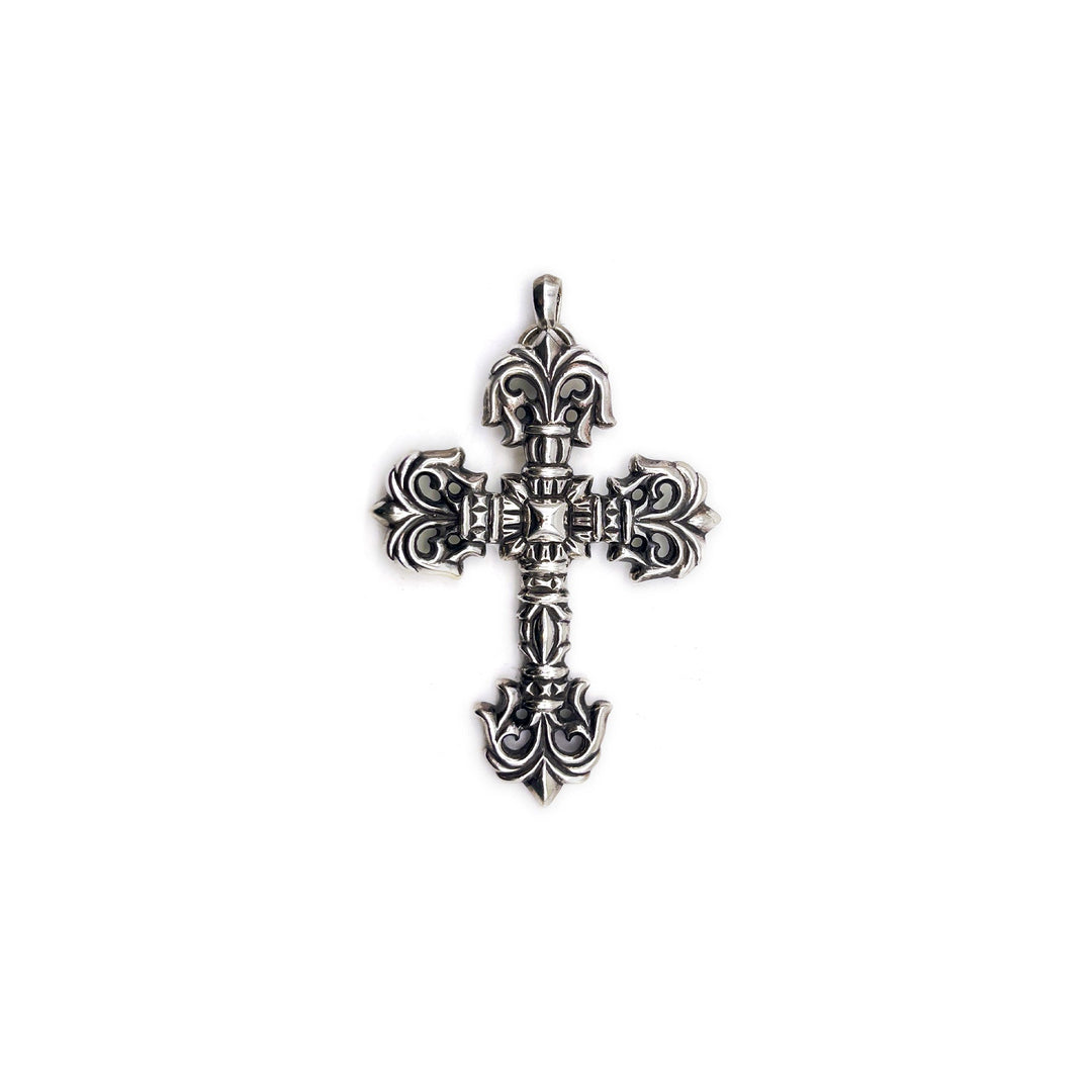 Chrome Hearts Silver Filigree Cross Necklace Charm - SHENGLI ROAD MARKET