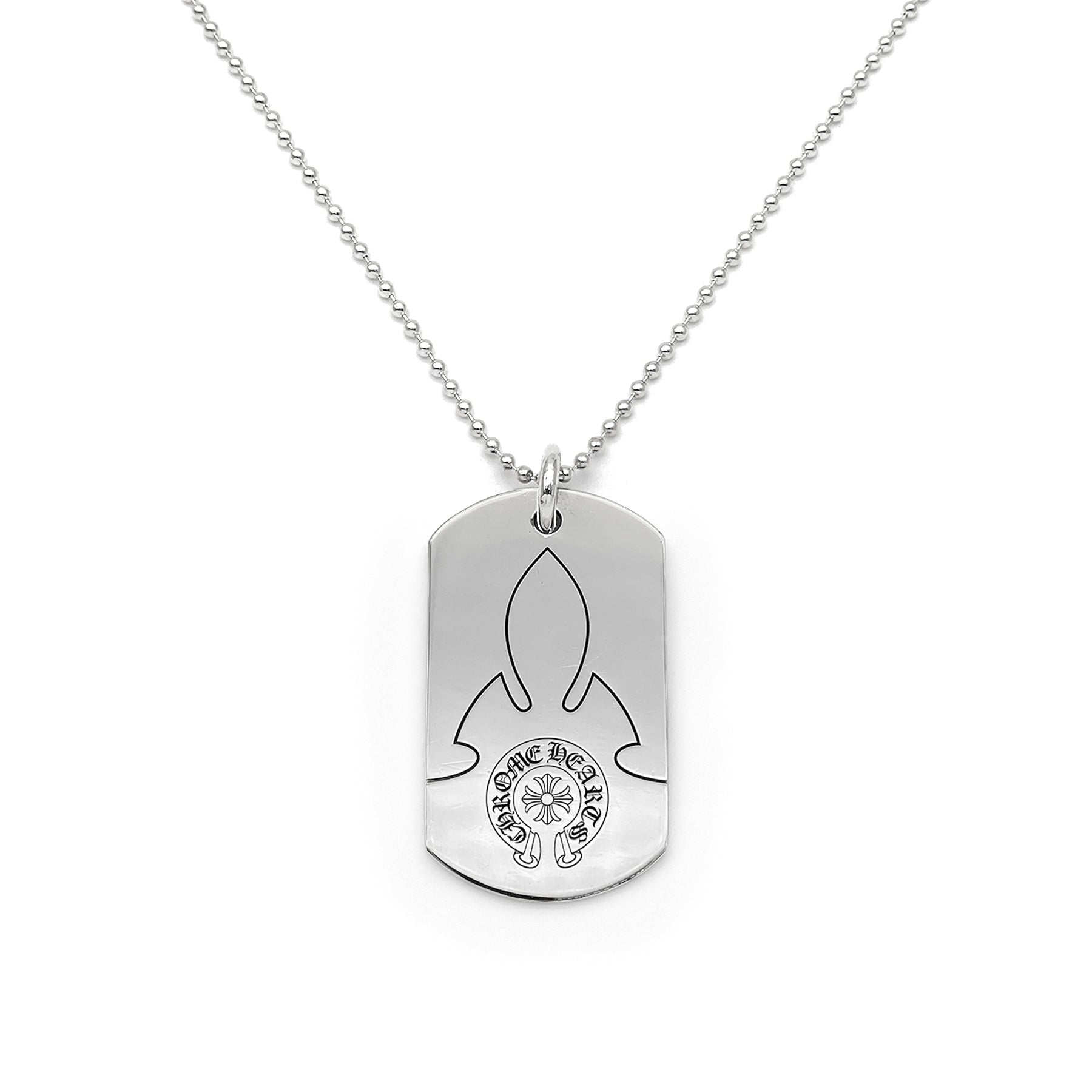 Chrome Hearts Silver Fleur Large Dog Tag Necklace - SRM – SHENGLI