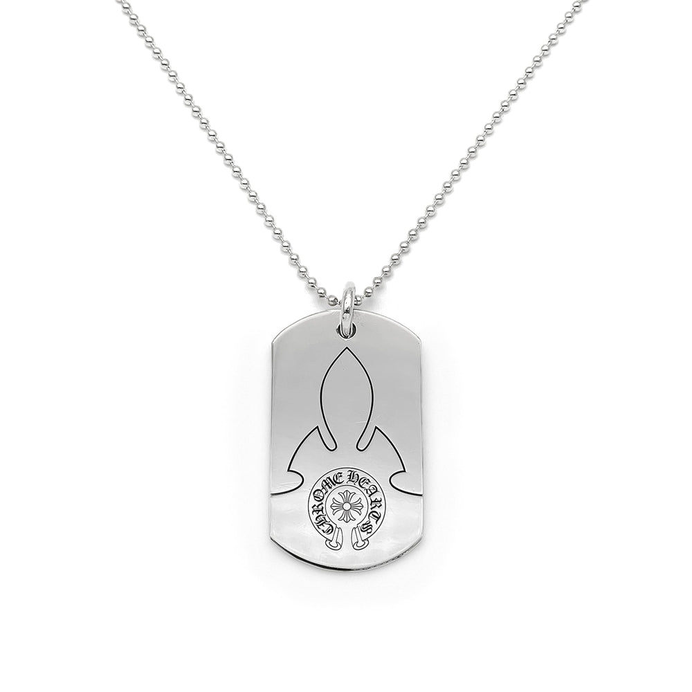 Chrome Hearts Silver Fleur Dog Tag Necklace - SHENGLI ROAD MARKET
