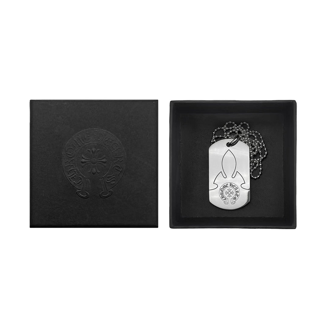 Chrome Hearts Silver Fleur Dog Tag Necklace - SHENGLI ROAD MARKET