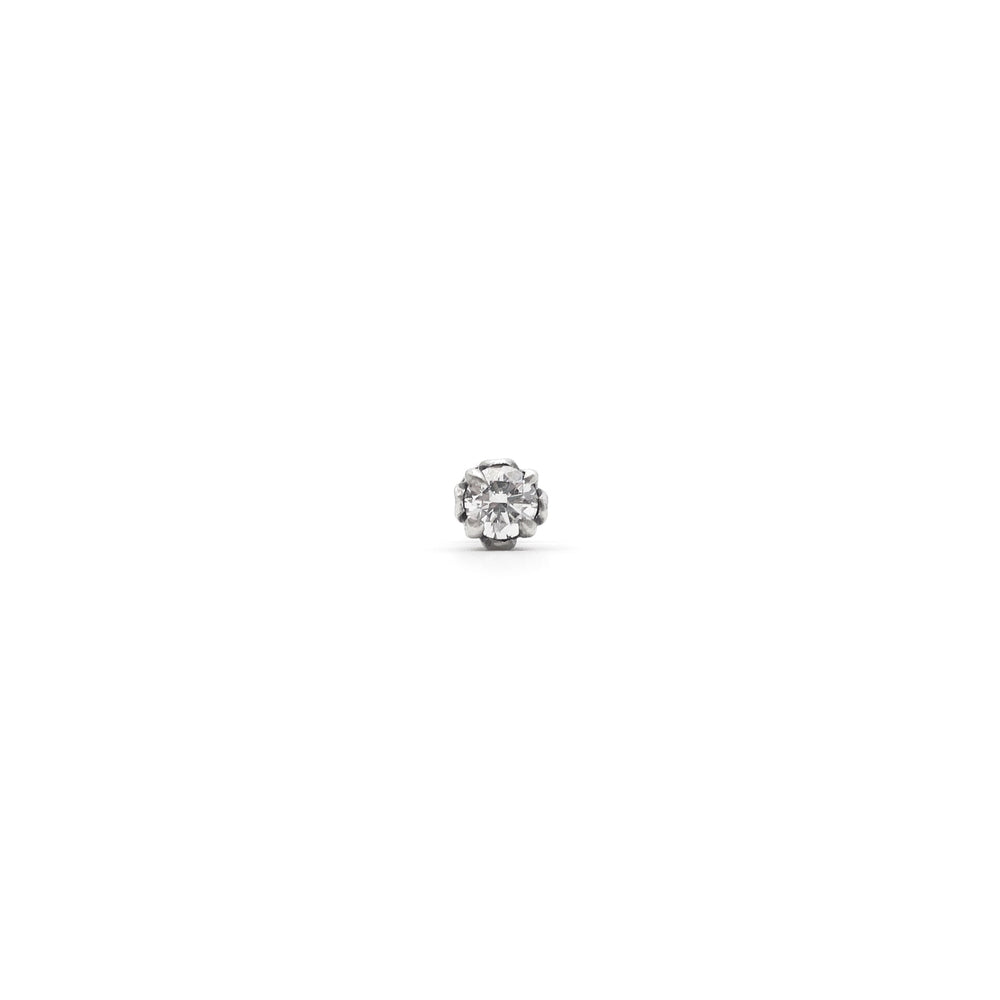Chrome Hearts Silver Floral Cross Diamond Earring Stud - SHENGLI ROAD MARKET