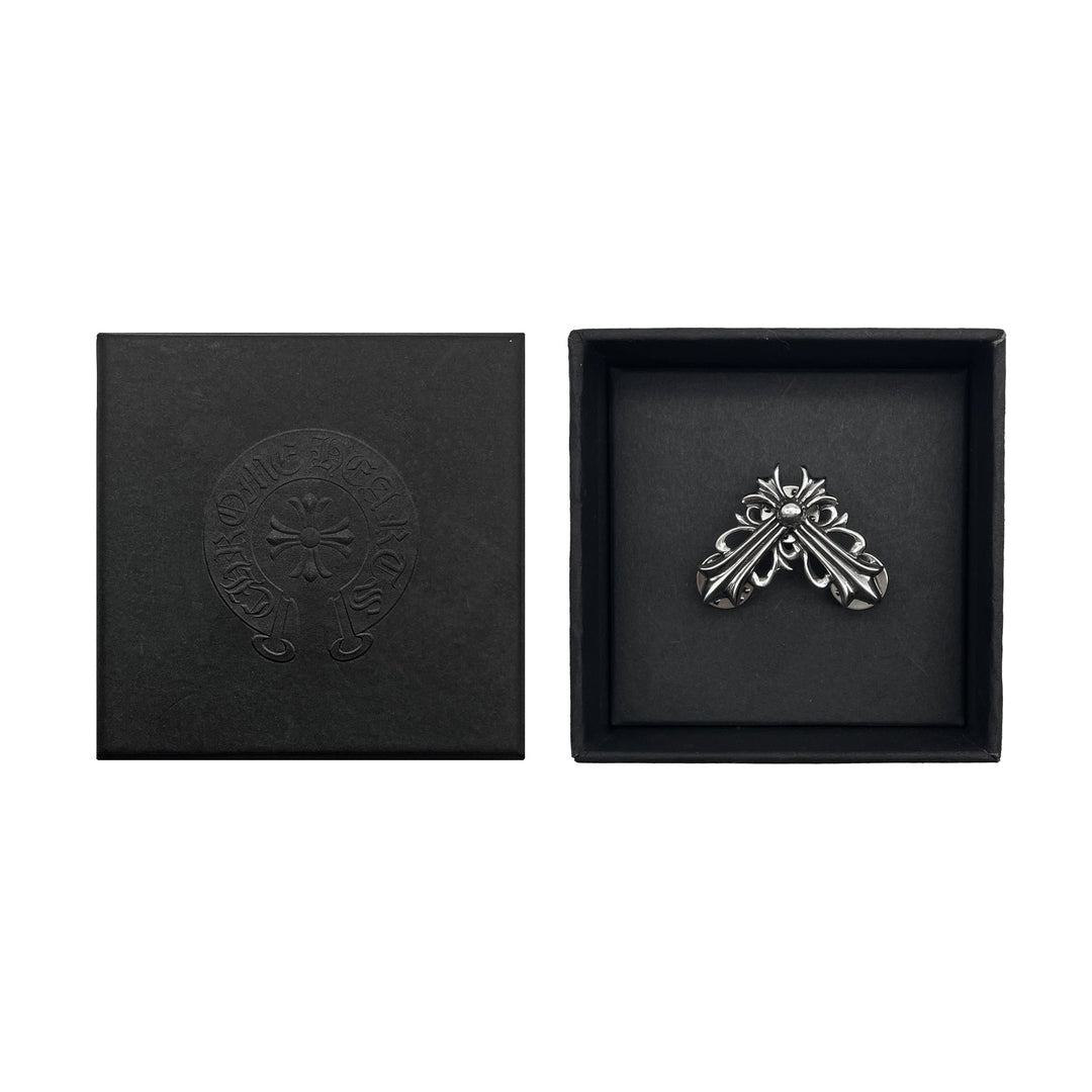 Chrome Hearts Silver Floral Cross Large Collar Pin - SHENGLI ROAD MARKET