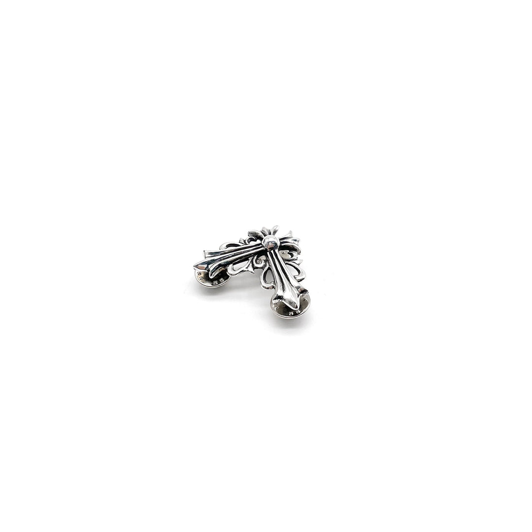 Chrome Hearts Silver Floral Cross Large Collar Pin - SHENGLI ROAD MARKET