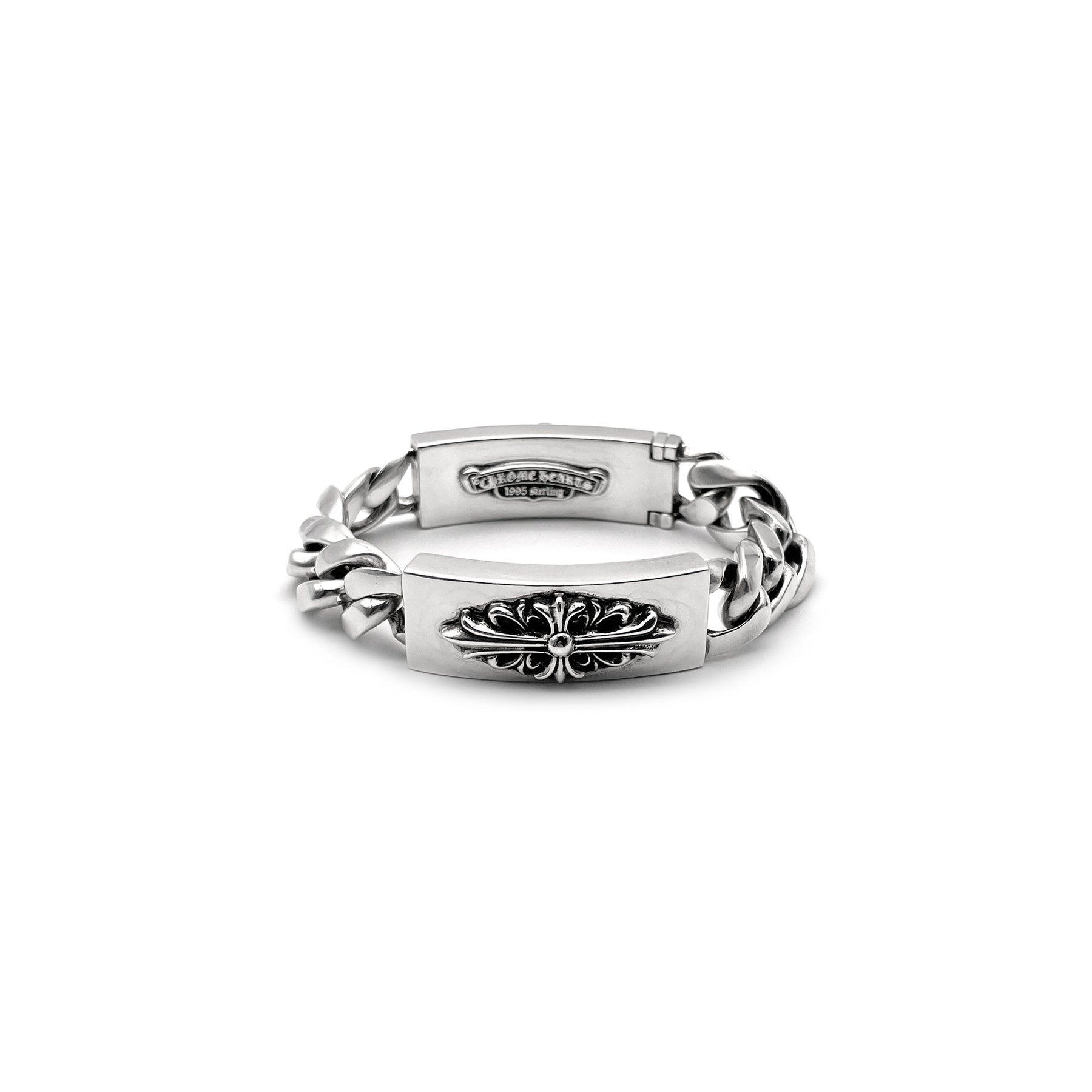 Chrome Hearts Silver Floral&Dagger Double ID Bracelet - SRM