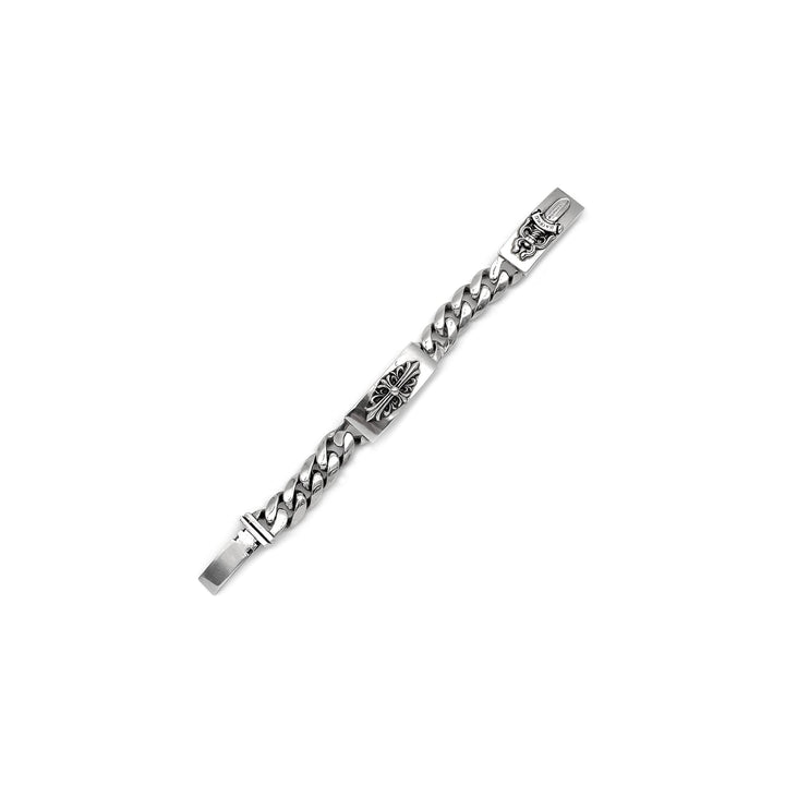 Chrome Hearts Silver Floral&Dagger Double ID Bracelet - SHENGLI ROAD MARKET