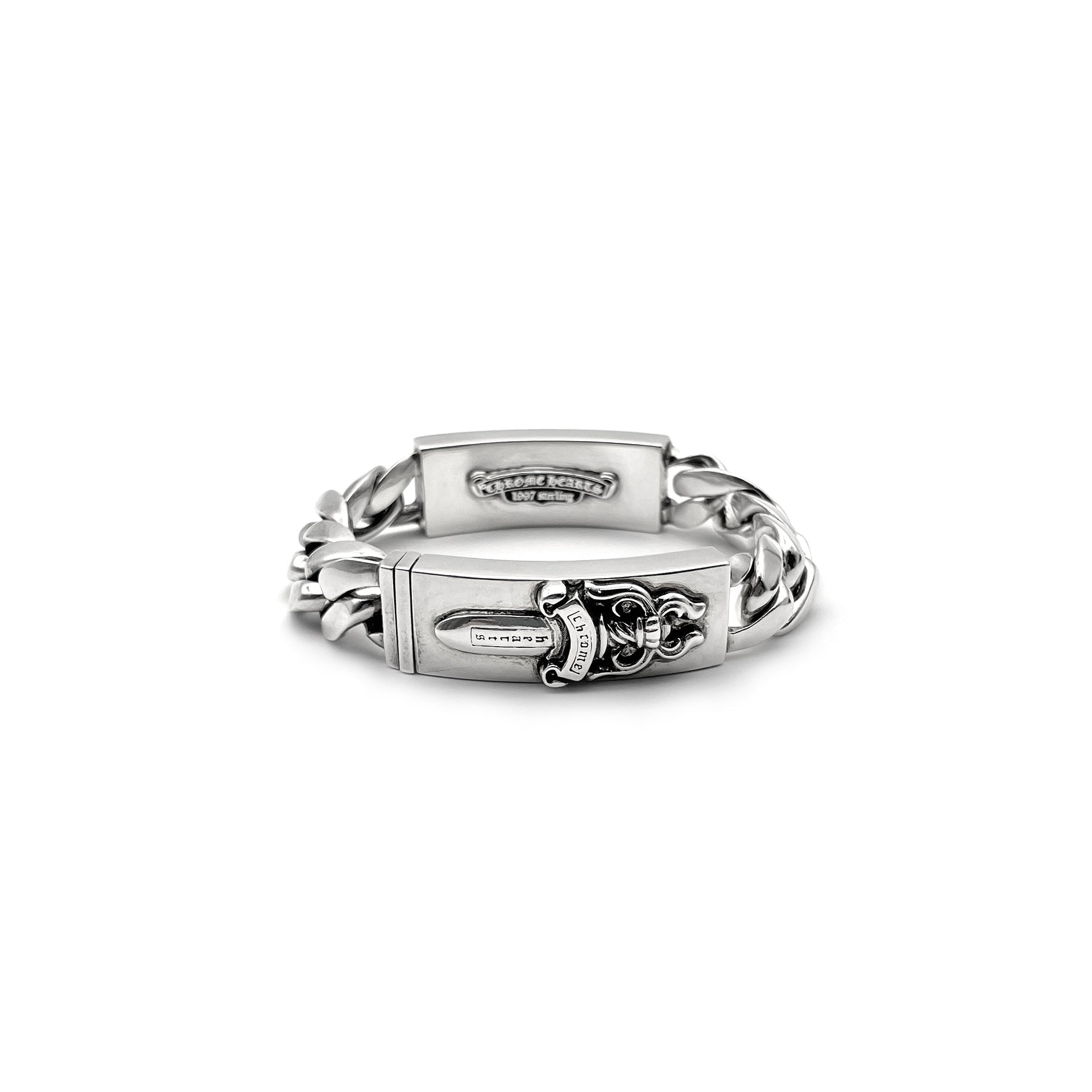Chrome Hearts Silver Floral&Dagger Double ID Bracelet - SRM