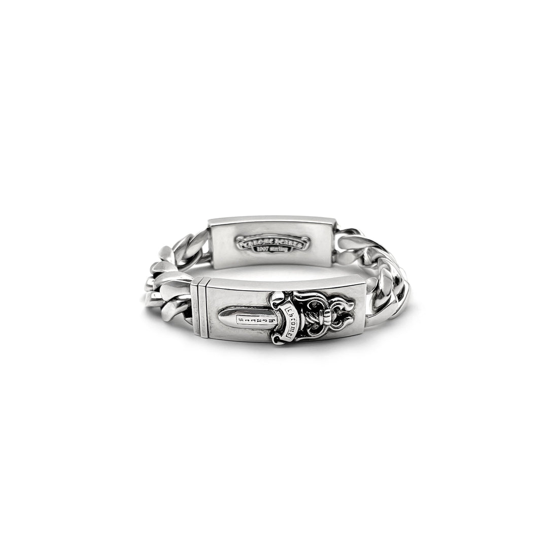 Chrome Hearts Silver Floral&Dagger Double ID Bracelet - SHENGLI ROAD MARKET