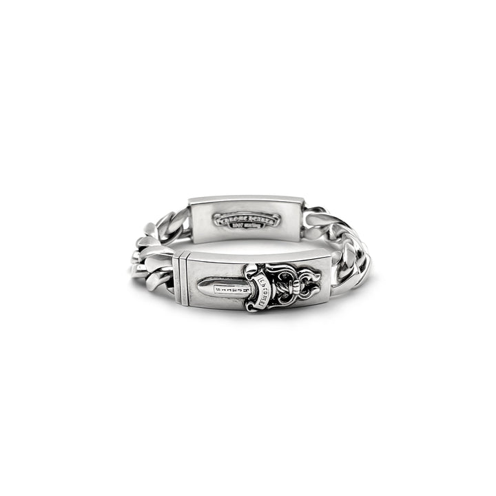Chrome Hearts Silver Floral&Dagger Double ID Bracelet - SHENGLI ROAD MARKET