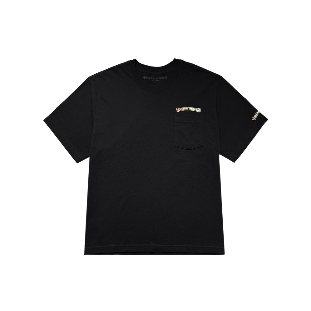 Chrome Hearts Silver Glitter Laser Scroll Black Short Sleeve Tee - SHENGLI ROAD MARKET