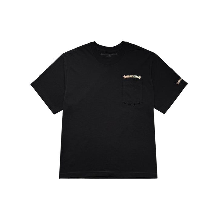 Chrome Hearts Silver Glitter Laser Scroll Black Short Sleeve Tee - SHENGLI ROAD MARKET