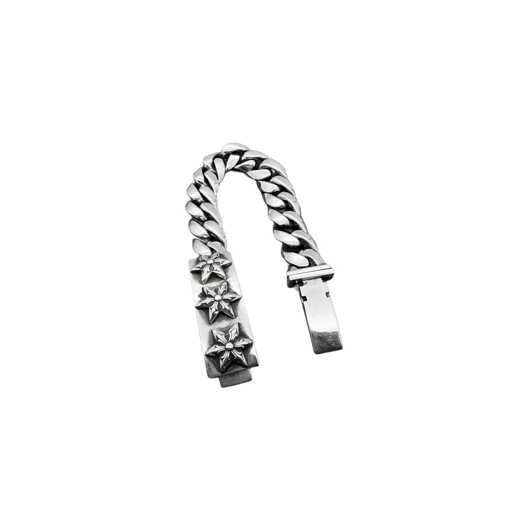 Chrome Hearts Silver Hexagram Cuban Link ID Bracelet - SHENGLI ROAD MARKET