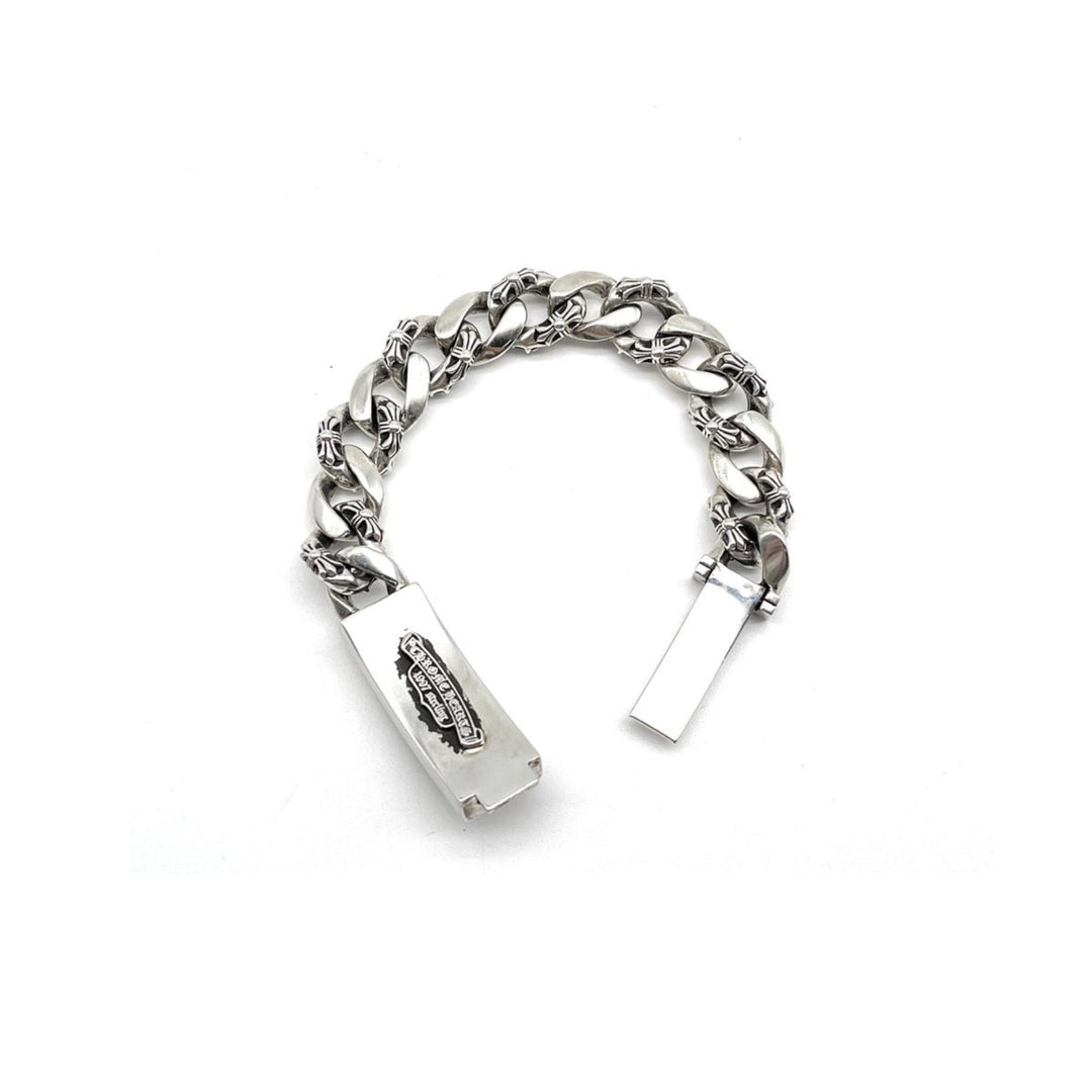 Chrome Hearts Silver ID Cross Fancy Link Cuban Bracelet - SHENGLI ROAD MARKET