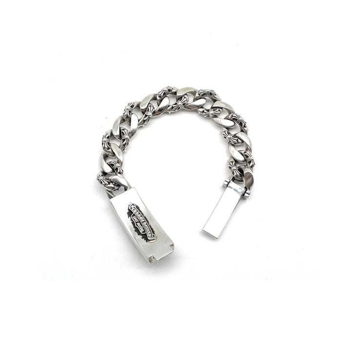 Chrome Hearts Silver ID Cross Fancy Link Cuban Bracelet - SHENGLI ROAD MARKET
