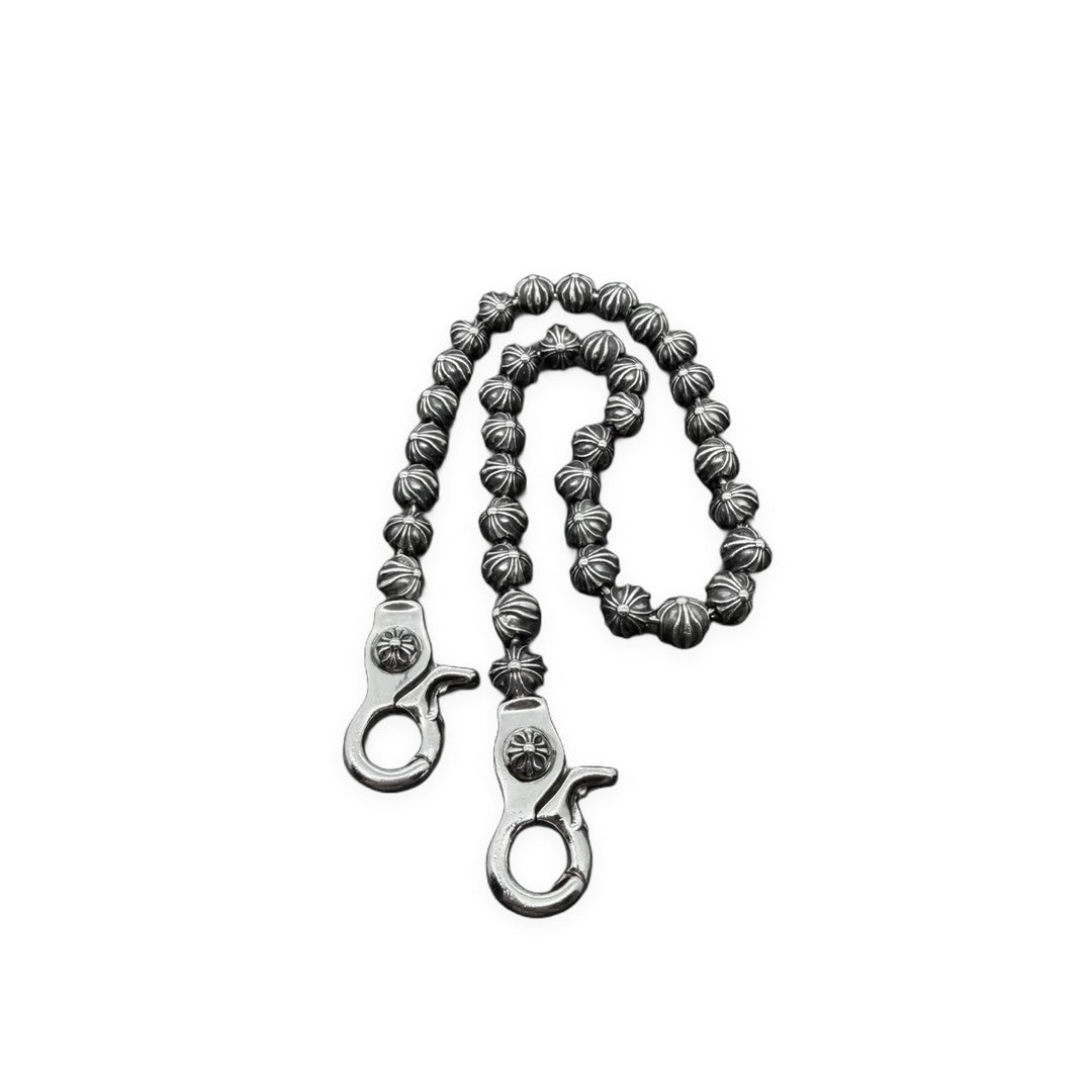 Chrome Hearts Silver Large Crossball Beaded 2 Clip Wallet Chain - SHENGLI ROAD MARKET