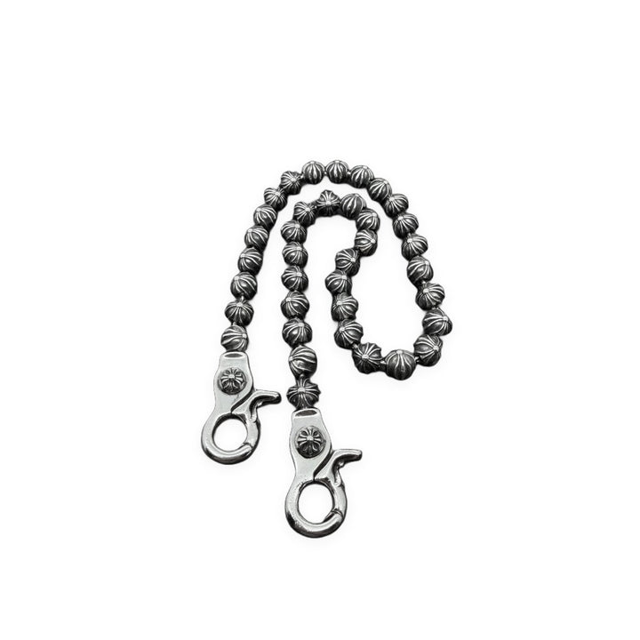 Chrome Hearts Silver Large Crossball Beaded 2 Clip Wallet Chain - SHENGLI ROAD MARKET