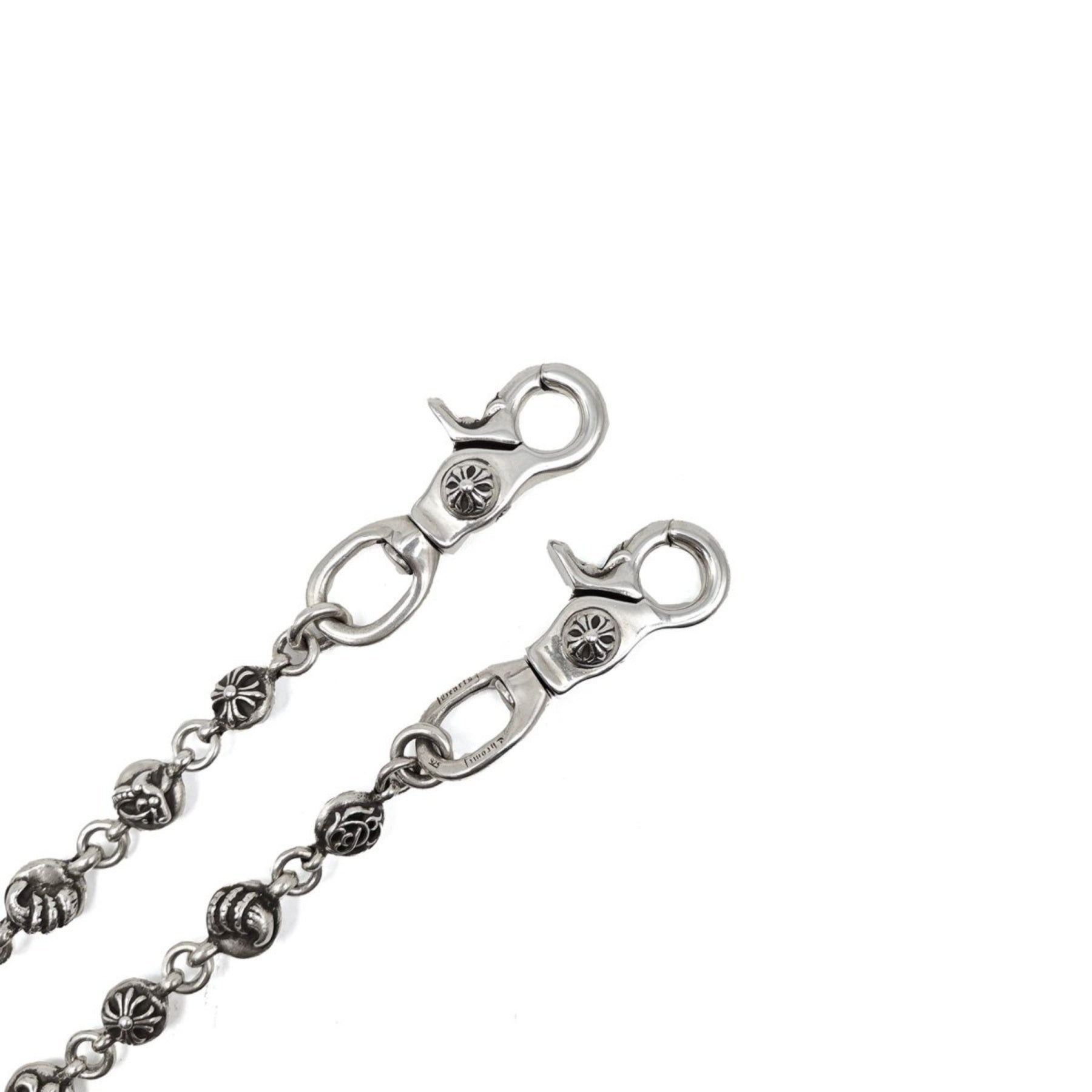 Chrome Hearts 925 Silver Double Lobster Clasp Cross Chain
