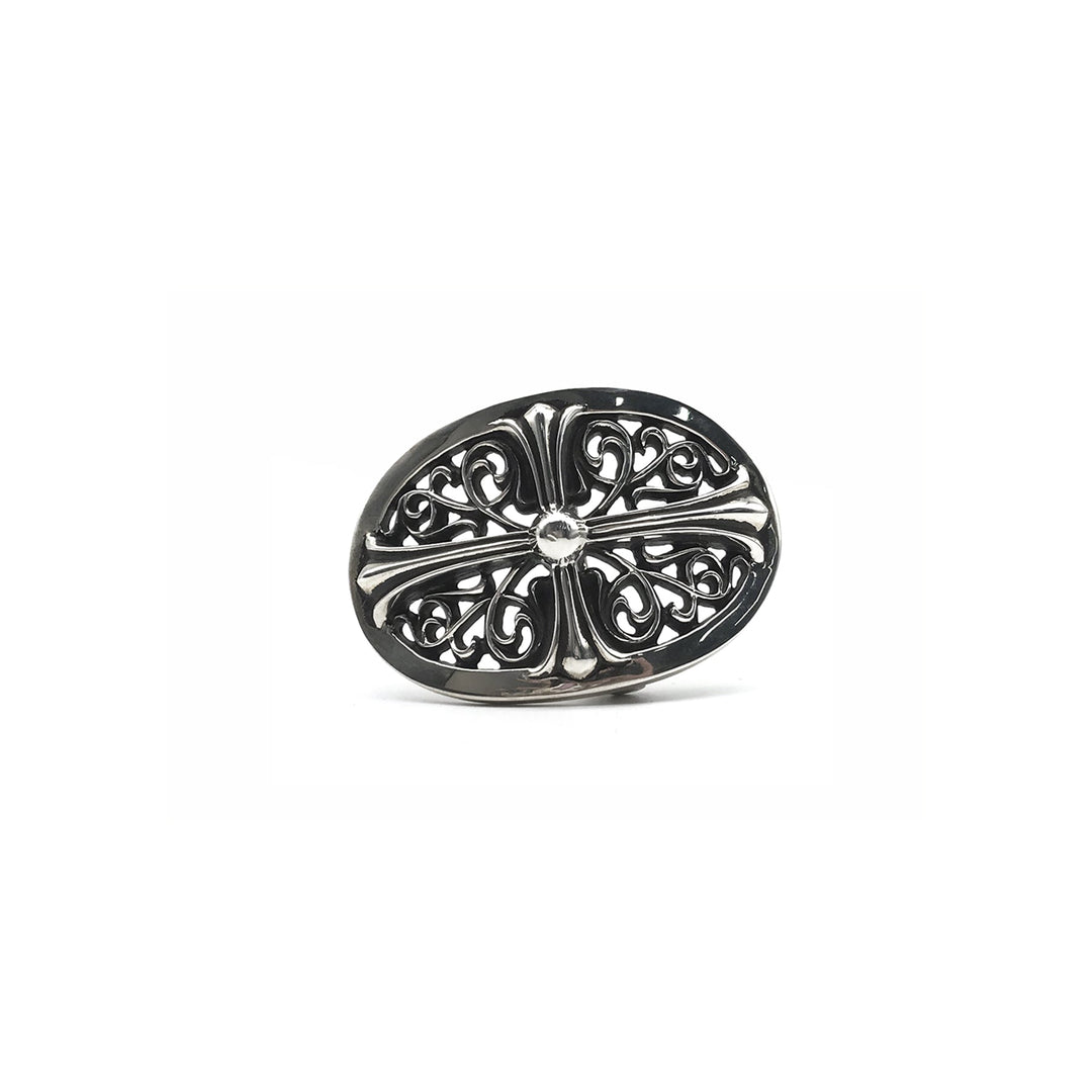 Chrome Hearts Silver Oval Keeper Cross Belt Buckle - SHENGLI ROAD MARKET