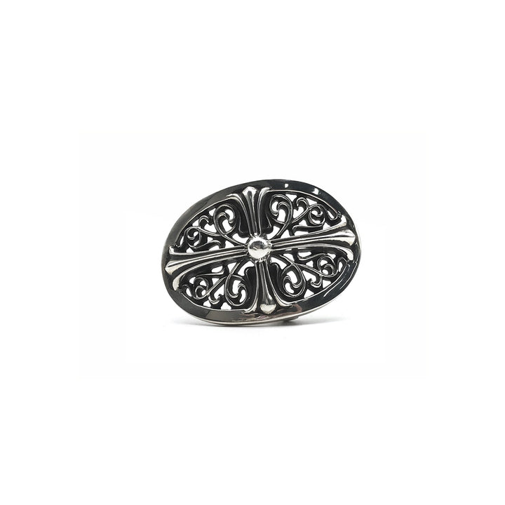Chrome Hearts Silver Oval Keeper Cross Belt Buckle - SHENGLI ROAD MARKET