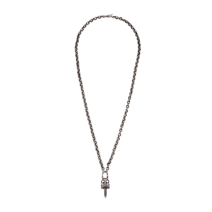 Chrome Hearts Silver Paperchain Necklace With Dagger Pendant - SHENGLI ROAD MARKET