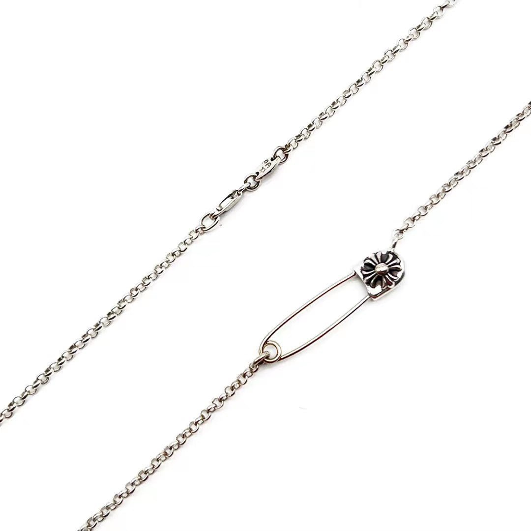 Chrome Hearts Silver Safty Pin Roll Chain Necklace - SRM – SHENGLI