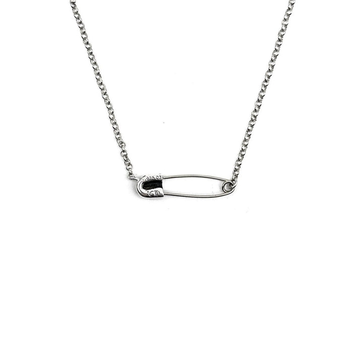 Chrome Hearts Silver Pin Clip Single Diamond Roll Chain Necklace