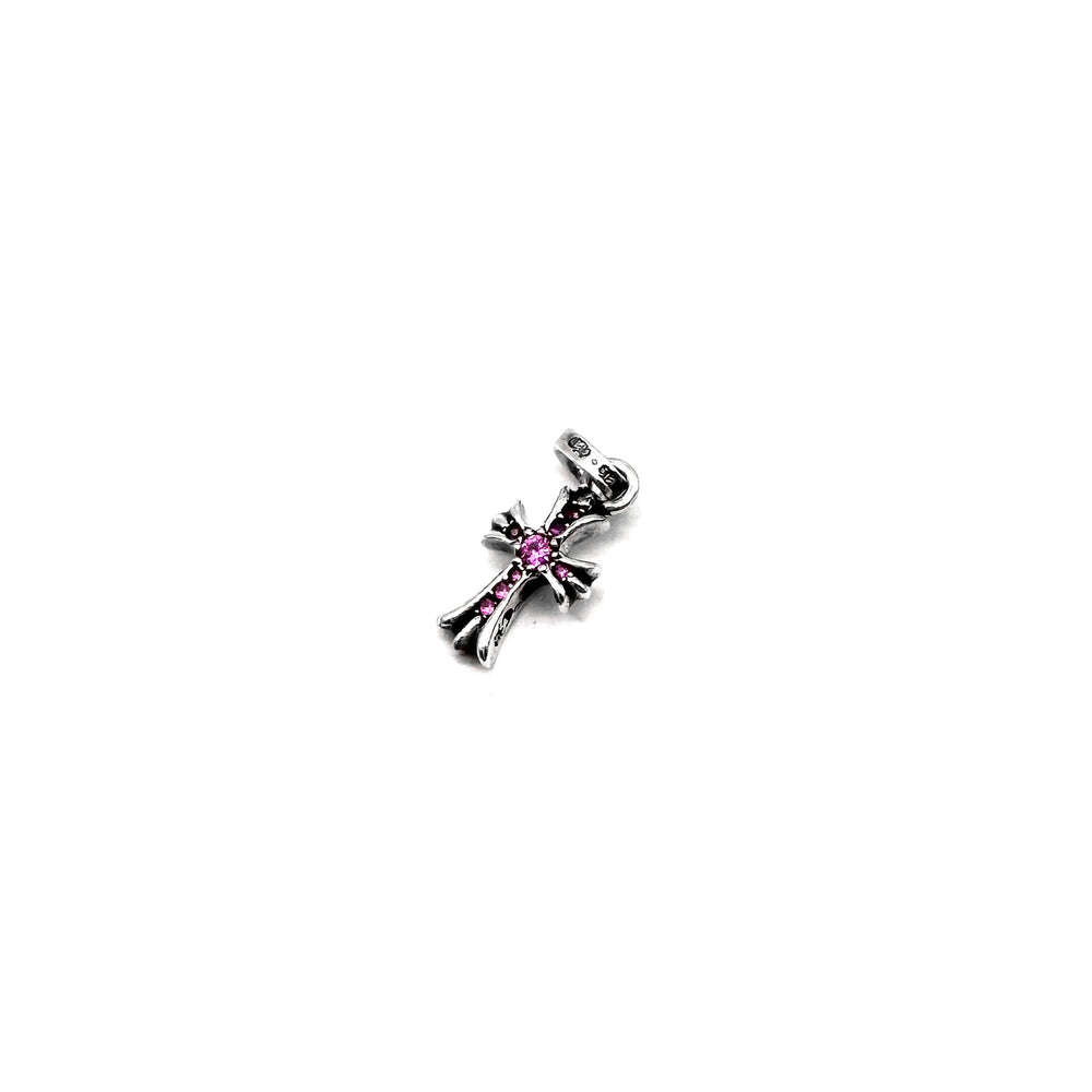 Chrome Hearts Silver Pink Saph Babyfat Cross Charm Pendant - SHENGLI ROAD MARKET