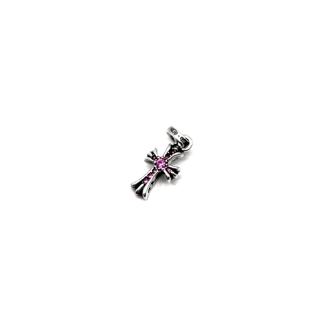 Chrome Hearts Silver Pink Saph Babyfat Cross Charm Pendant - SHENGLI ROAD MARKET