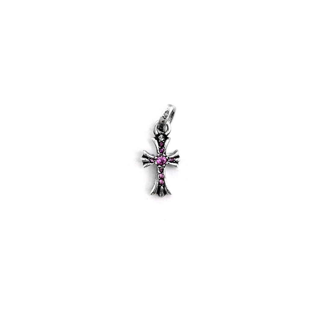 Chrome Hearts Silver Pink Saph Babyfat Cross Charm Pendant - SHENGLI ROAD MARKET