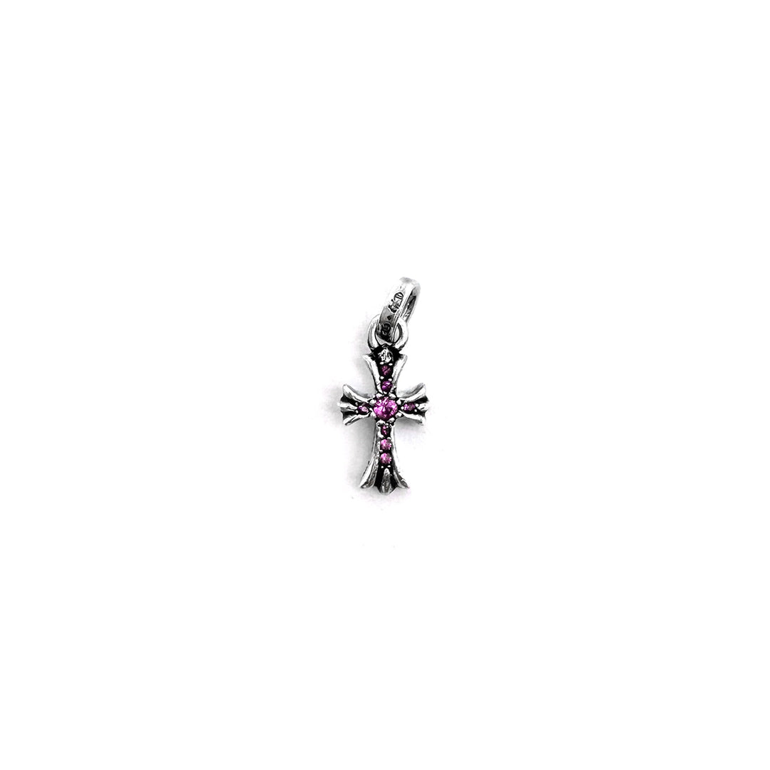 Chrome Hearts Silver Pink Saph Babyfat Cross Charm Pendant - SHENGLI ROAD MARKET