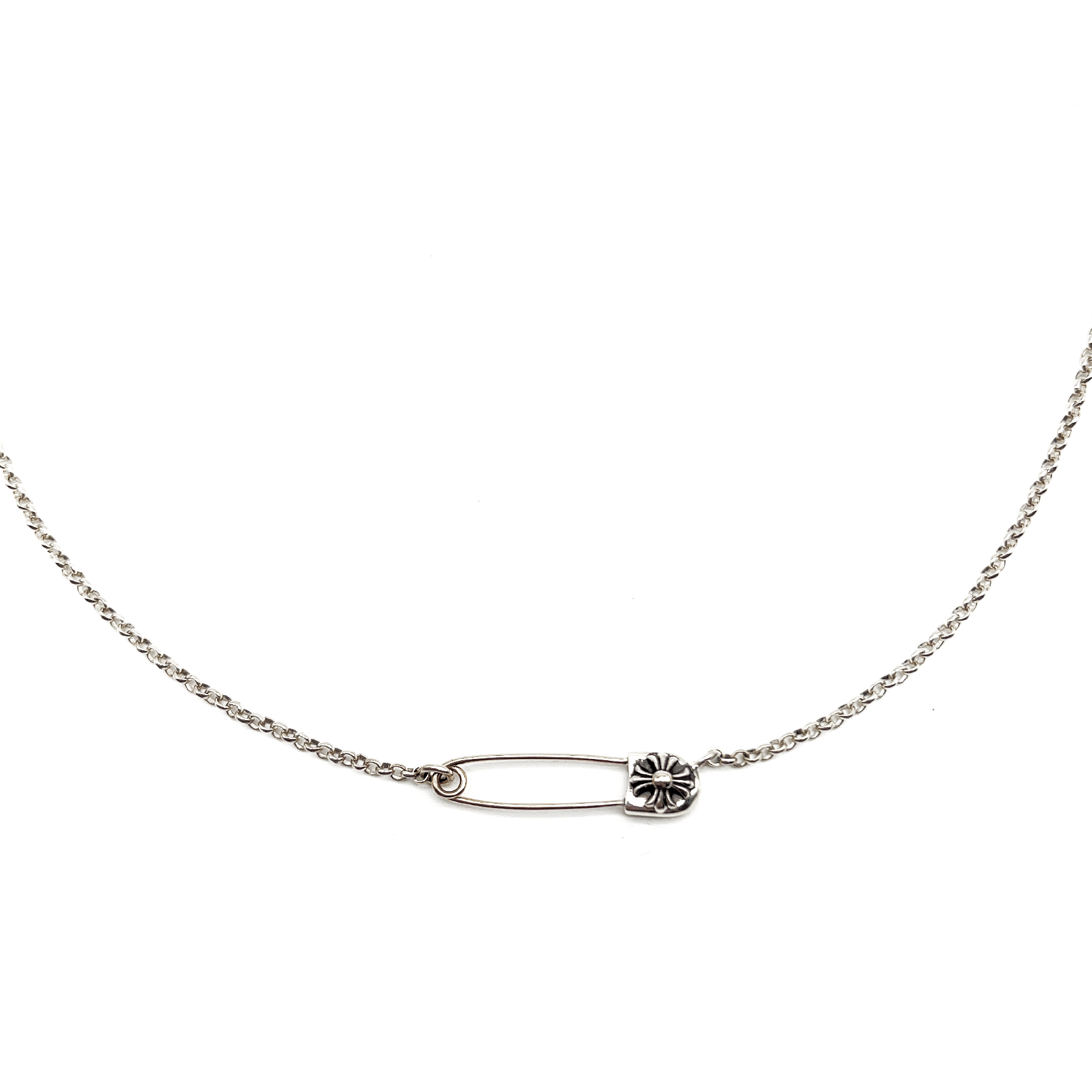 Chrome Hearts Silver Safty Pin Roll Chain Necklace - SRM – SHENGLI Chrome Hearts Silver Safty Pin Roll Chain Necklace - SRM – SHENGLI