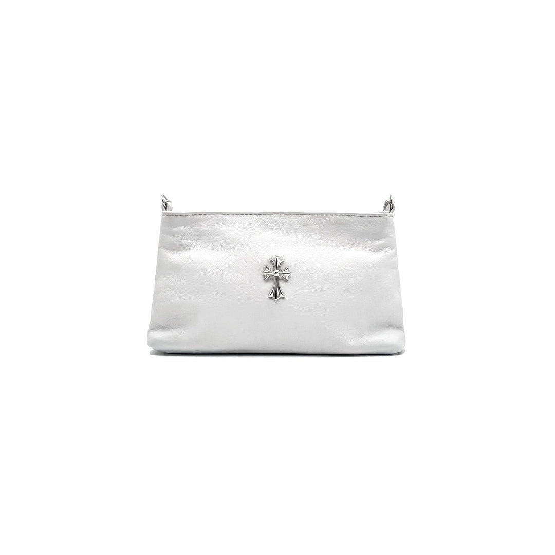 Chrome Hearts Silver Safty Pin Chain Cross White Shoulder Bag - SHENGLI ROAD MARKET