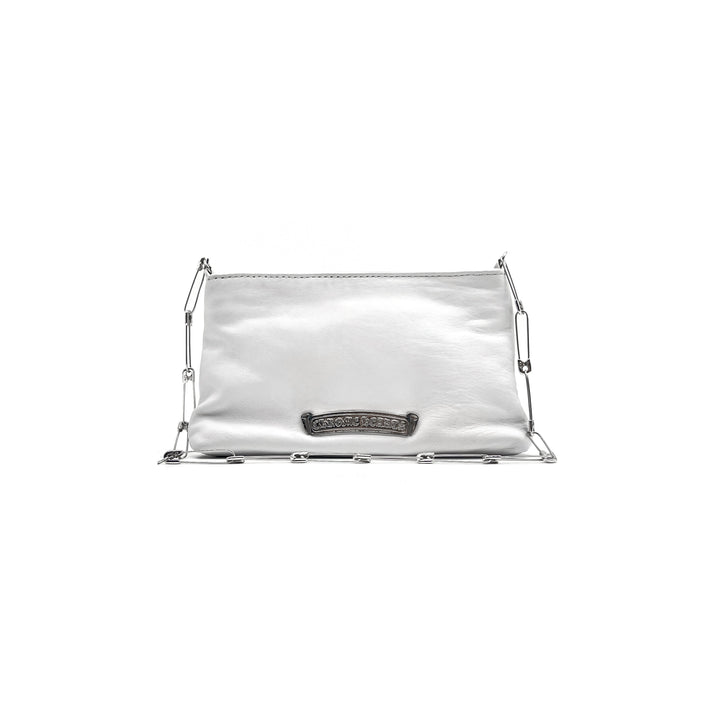 Chrome Hearts Silver Safty Pin Chain Cross White Shoulder Bag - SHENGLI ROAD MARKET