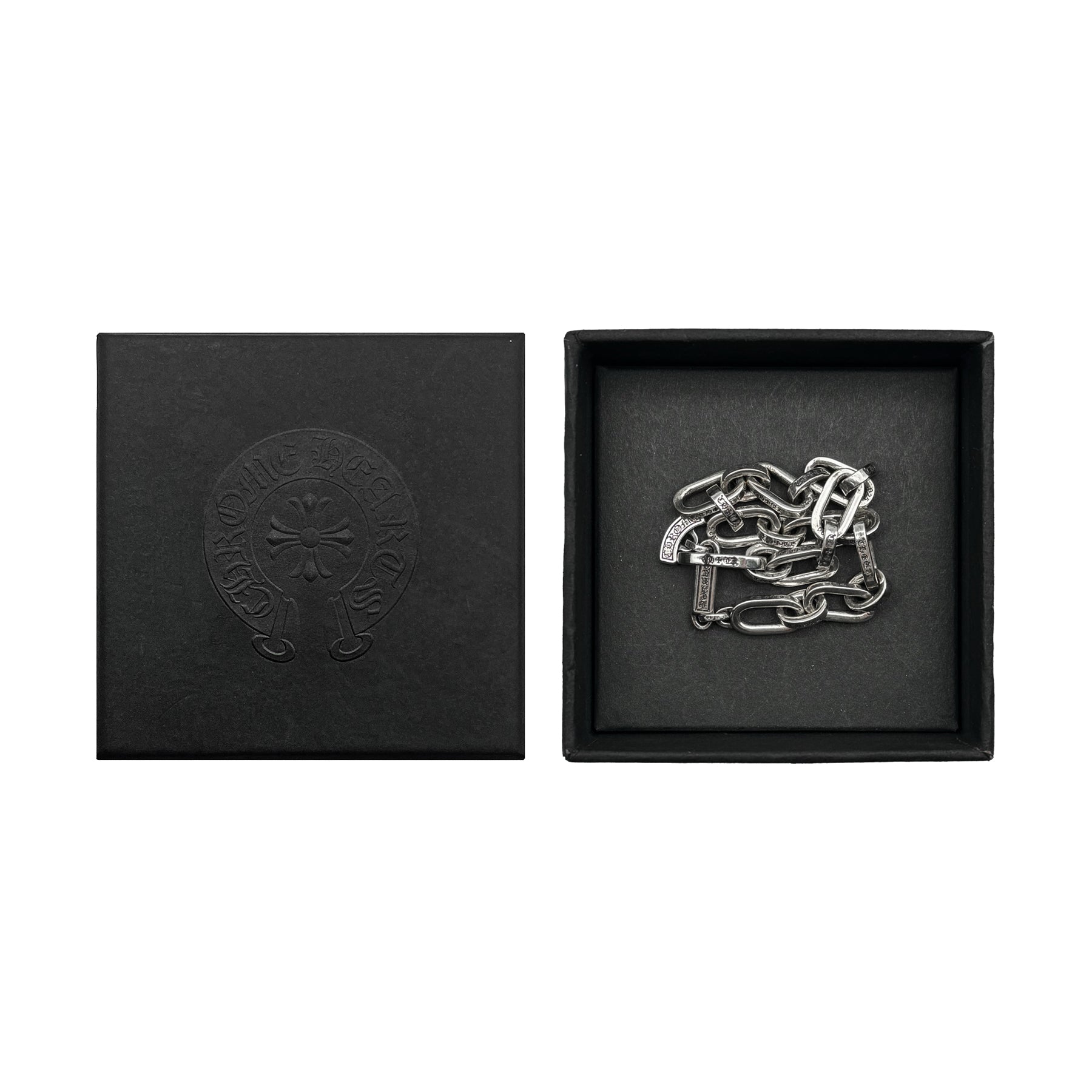 Chrome Hearts Silver Scroll Label Paperchain Bracelet - SRM