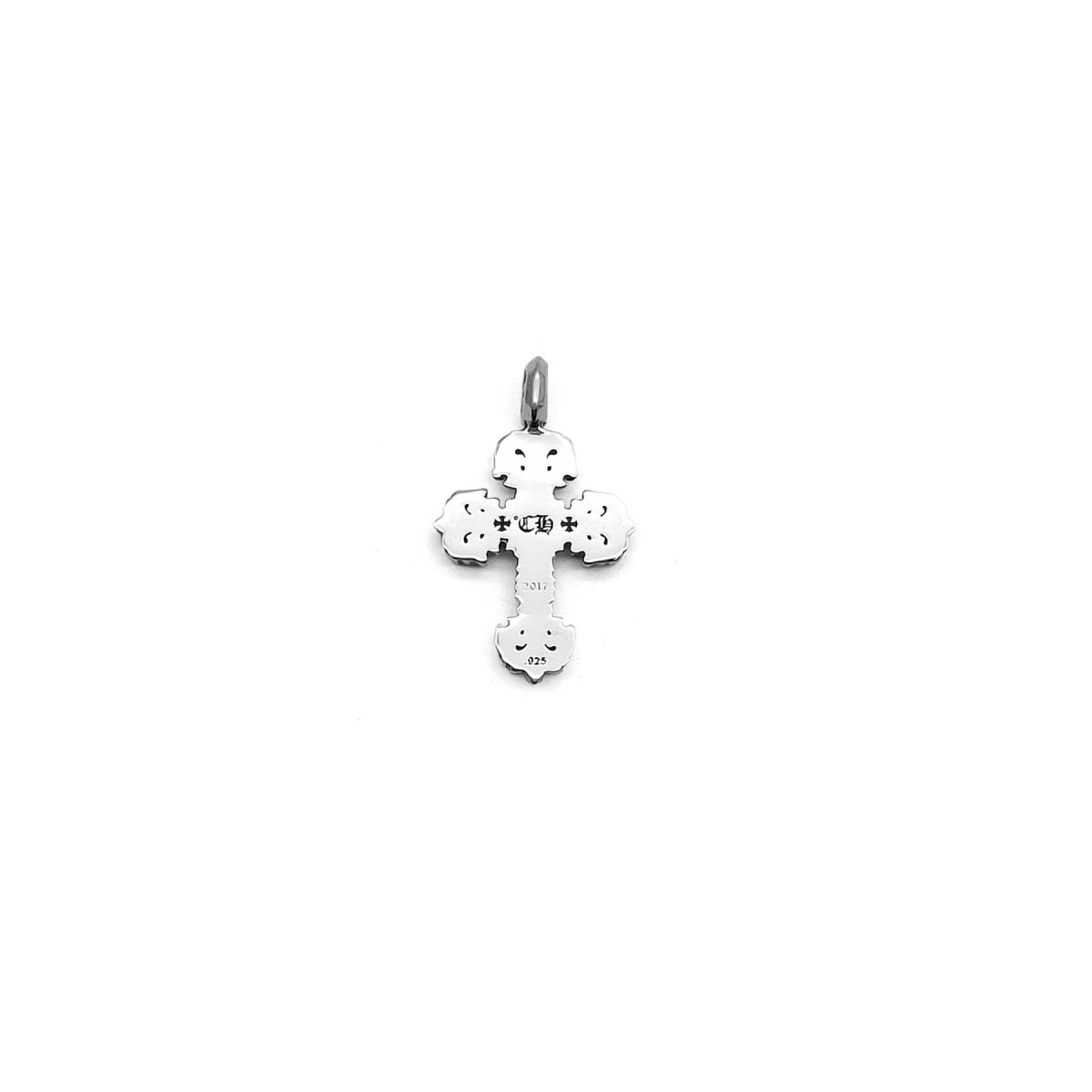 Chrome Hearts Silver Single Diamond Filigree Cross Charm