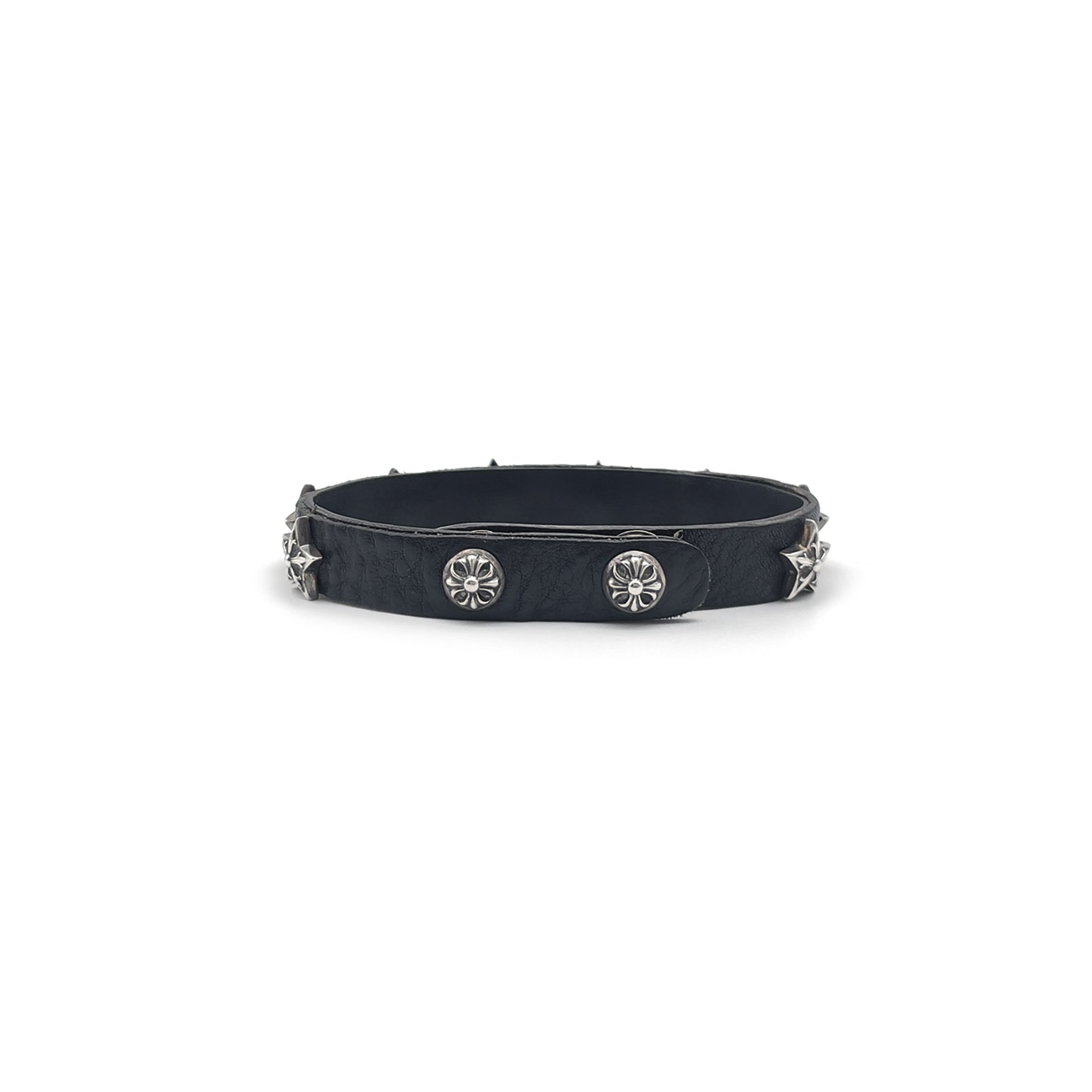 Chrome Hearts Silver Star Studded Leather Bracelet - SRM – SHENGLI