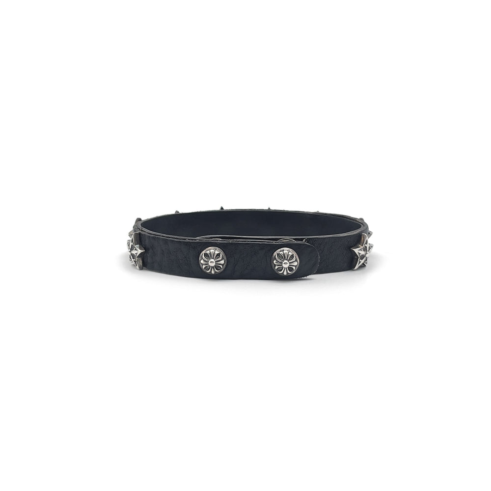 Chrome Hearts Silver Star Studded Leather Bracelet - SHENGLI ROAD MARKET