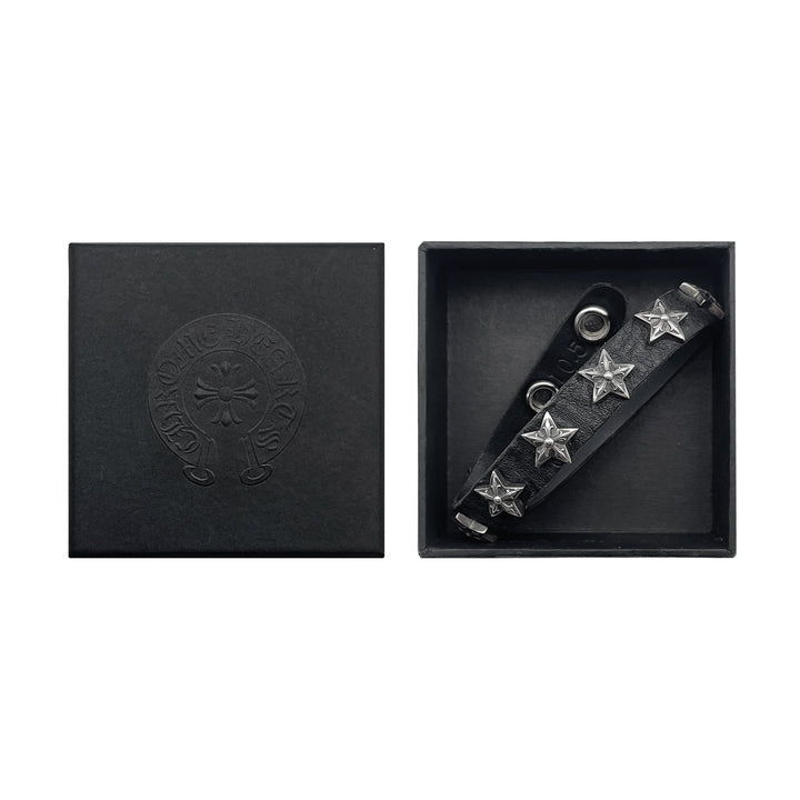 Chrome Hearts Silver Star Studded Leather Bracelet - SHENGLI ROAD MARKET