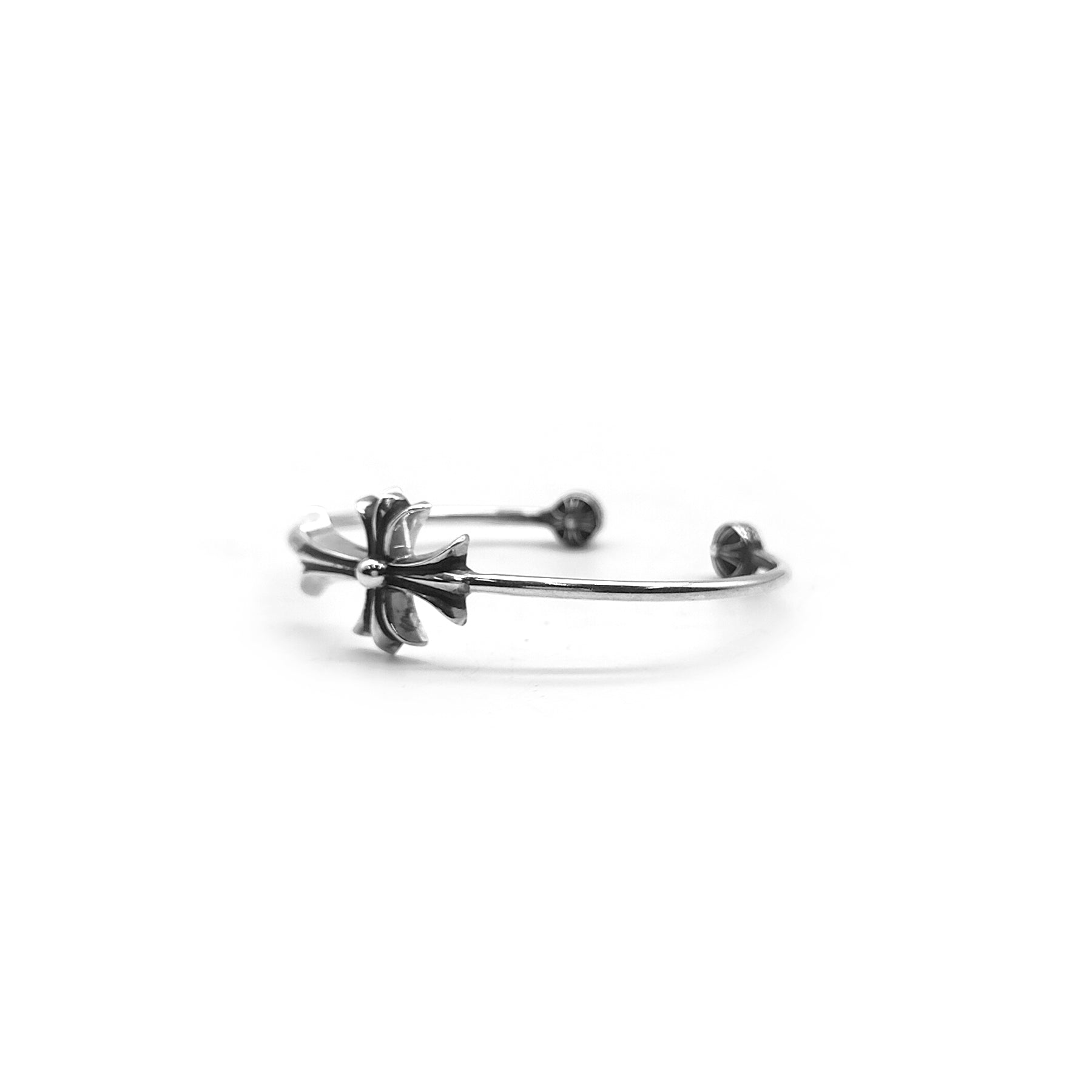 Chrome Hearts Silver Skinny Tiny CH Cross Cuff Bracelet - SRM