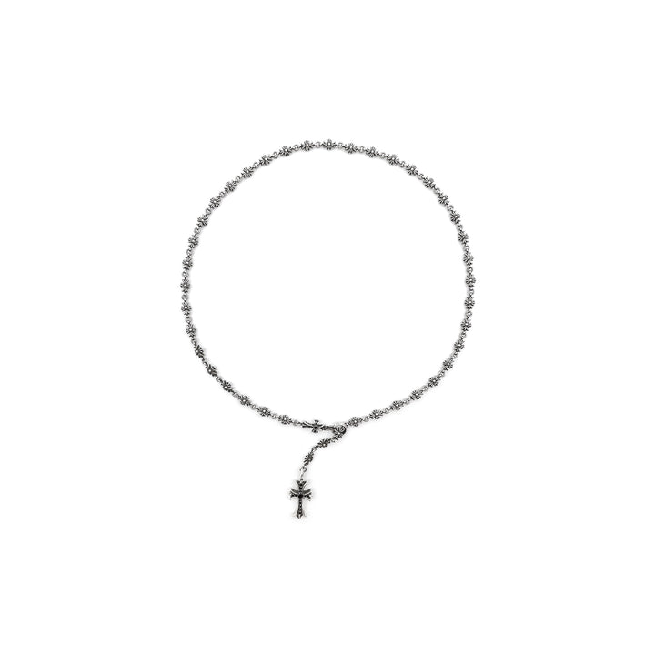 Chrome Hearts Silver Tiny E Cross Black & White Diamond Chokechain Necklace - SHENGLI ROAD MARKET