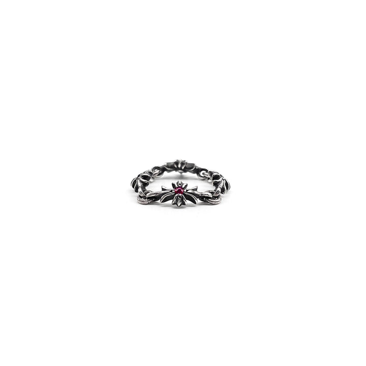 Chrome Hearts Silver Tiny E Ruby Ring - SHENGLI ROAD MARKET