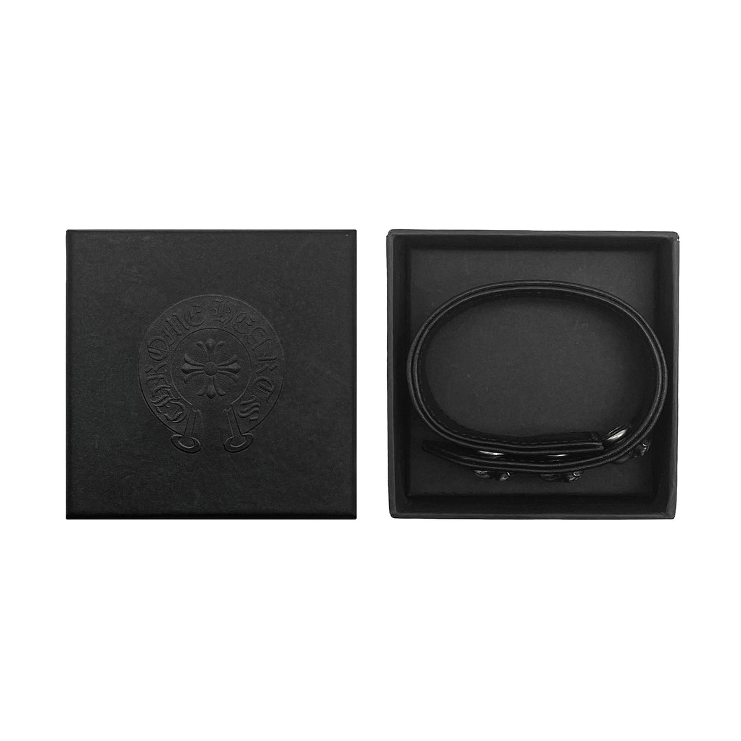 Chrome Hearts Silver Vine Heart Leather Bracelet - SHENGLI ROAD MARKET