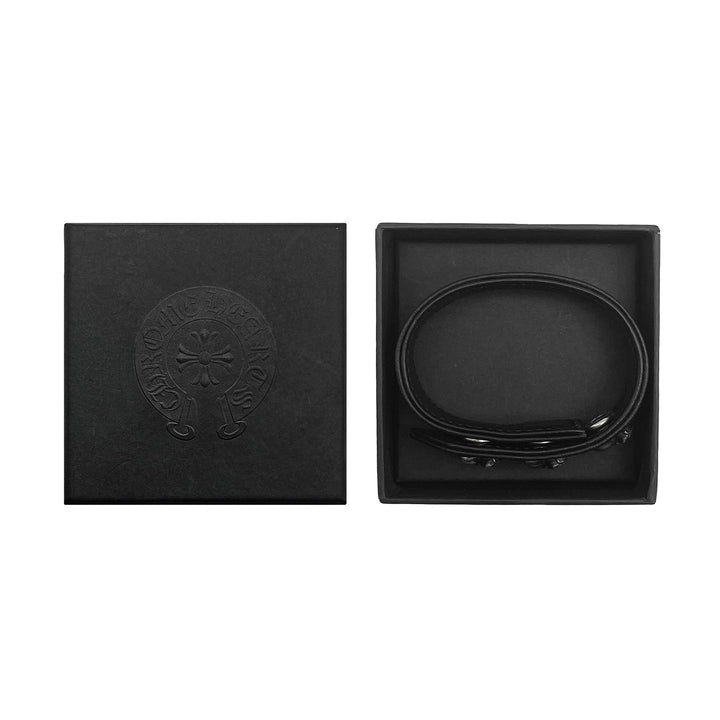 Chrome Hearts Silver Vine Heart Leather Bracelet - SHENGLI ROAD MARKET