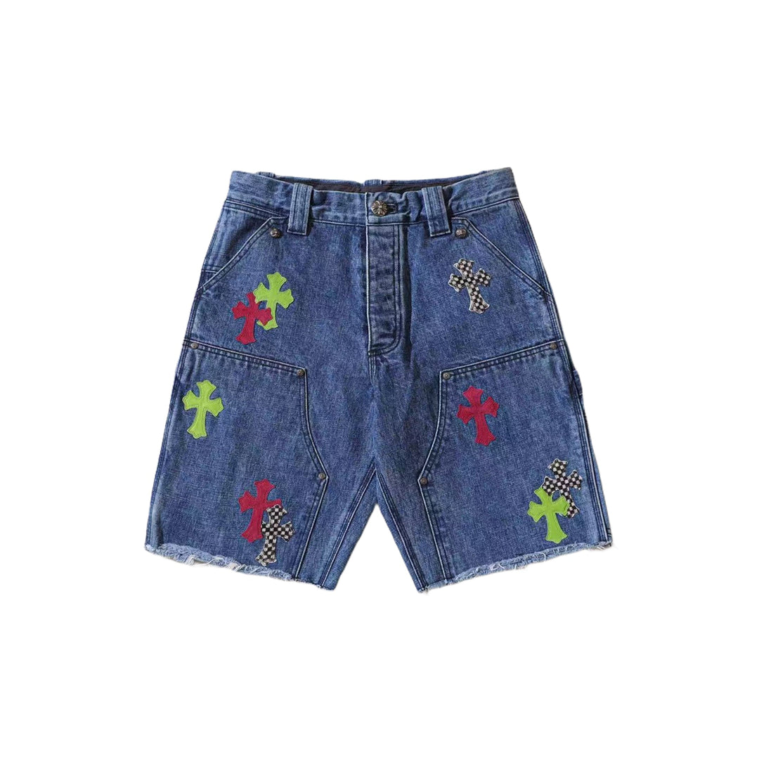 Chrome Hearts Special Order Multicolor Cross Patch Denim Carpenter Shorts - SHENGLI ROAD MARKET